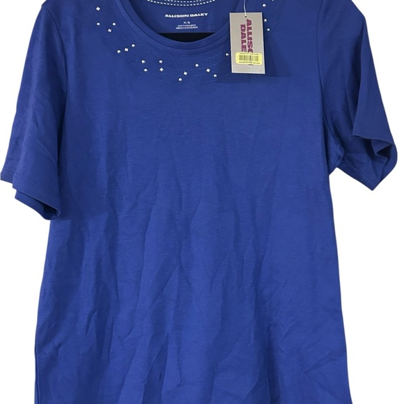 Allison Daley Blue Short Sleeve Boxy Tee - Picture 1 of 13